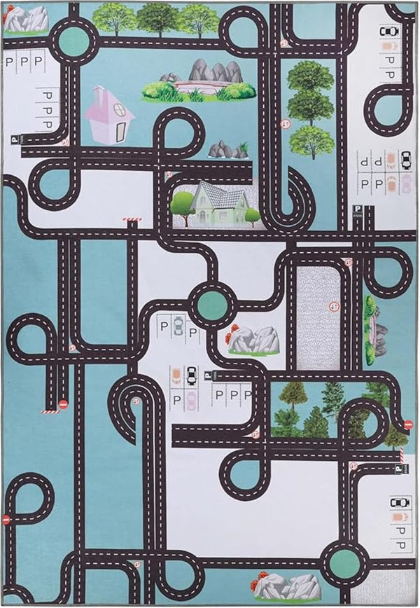 Superior Indoor Kids Rug, Washable, Non-Slip, Multi Color Playmat, Perfect for High
