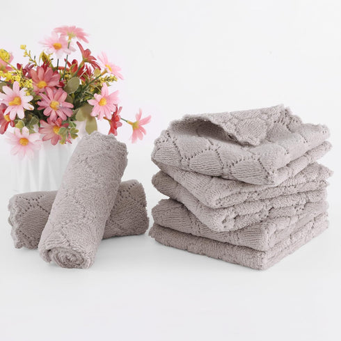 24 Pack (10 10 Inches, Homaxy Kitchen Dish Cloths x Grey), Super Soft and Absorbent Coral Velvet Dish Towels, Nonstick