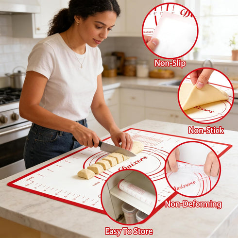 Daixers Set 2,Extra 31.5" 24" 16" 12" Silicone Baking Mats of Large x Small x Non Stick Non Skid Pastry-Mat