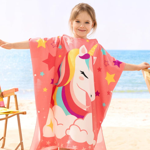 3-10 Backpack 30"x30" Joiedomi Kids Beach Towels with Hood for Years Boys Girls Unicorn Hooded Toddler Bath Towel