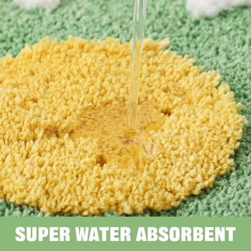 TRUEDAYS Sage Green Flower Shaped Bath Rug - Non-Slip Water Absorbent Bathroom Mat, Machine Washable