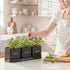 Set PERFNIQUE Indoor Herb Garden, Herb Planter with Tray, Farmhouse Indoor Plant Pots, Windowsill Herb Garden