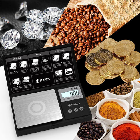 MAXUS Digital Pocket Gram Scale, 500g x 0.01g High Precision with Tray, Weighs Small Food, Jewelry