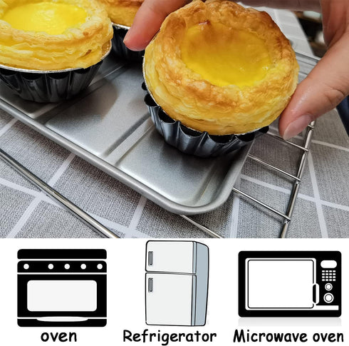 Egg Tart Molds, 12PCS Mini Carbon Steel Non-Stick Tart Pans for Baking (3 Inch)