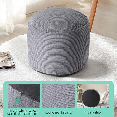 20"x 15" Dual-Size Corduroy Footrest with Hidden Zipper Ergonomic Memory Foam Ottoman Poufs for Office Desks, Couches
