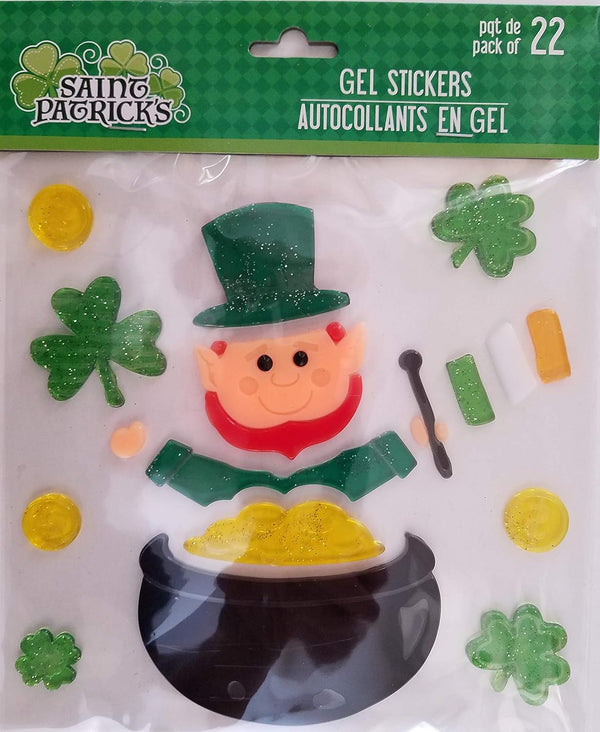 St. Patrick’s Day Window Gels Stickers Decorations, Leprechaun Pot of Gold Theme