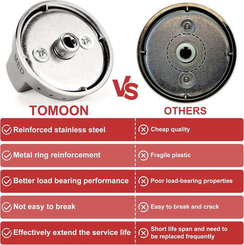 TOMOON DG64-00473A Range Stove Knobs Replacements for Samsung Gas Range Oven, Stainless Steel Control Dial