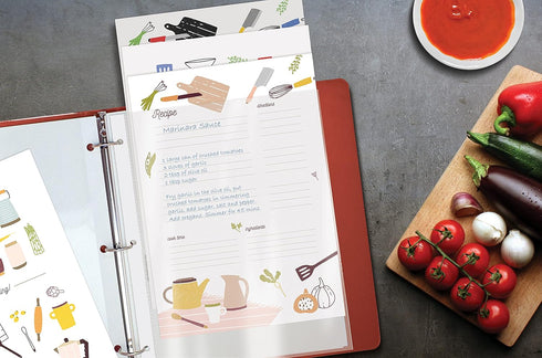 Recipe Sheet Protectors Full Page: 8.5 x 11 inch, 30 Pack, Heavyweight Top Load for Recipe Binders