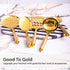 Gold Cooking Utensils Set - 5 PC Stainless Steel Kitchen Tools for Modern Cooking & Serving - Dishwasher Safe