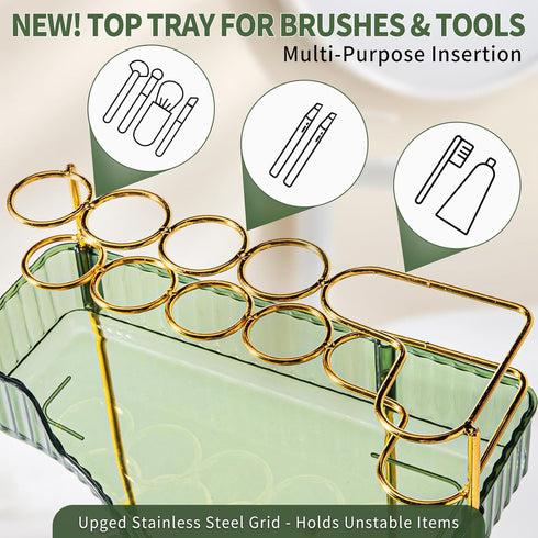 2-Tier Countertop shuang qing Upgraded Corner Bathroom Organizer Spacious Storage for Makeup, Skincare & Perfumes