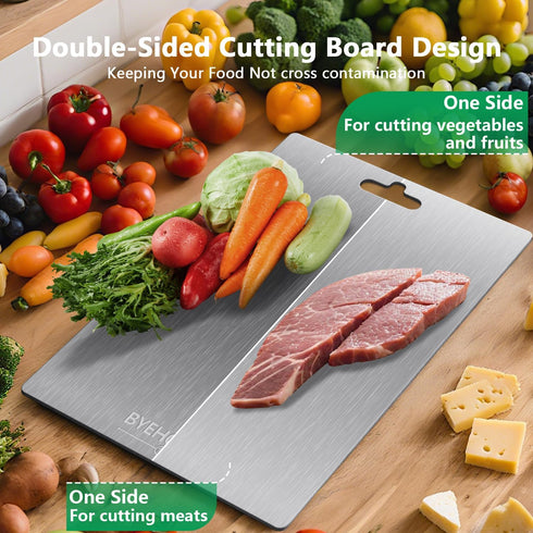 Kitchen,100% (12"L 9"W) Titanium Cutting Board for Pure Titanium Cutting Board Non-Toxic Hygiene Dishwasher-Safe Food