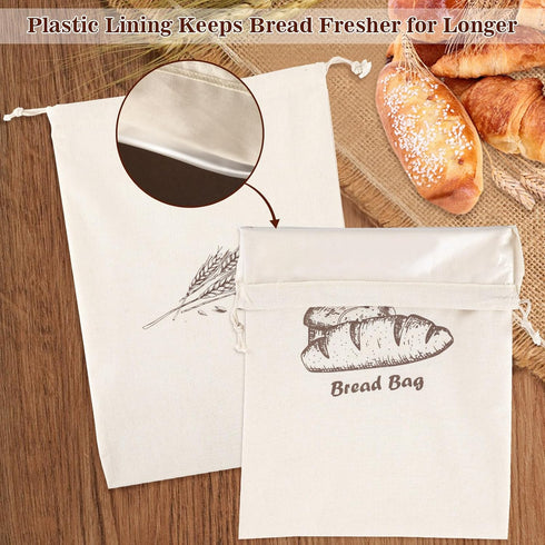2 Pack 17.7 11.8in Augshy Bread Bags, Bread Bags for Homemade Bread, * Linen Bread Bag -Inside Lining to Keep Bread