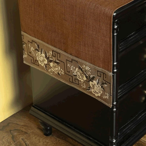 LAVSHOME Room(Brown,43.3" Lx15.7 Embroidered Nightstand Cover Cloth.Anti-Slip End Table Cover Cloth for Bedroom,Square
