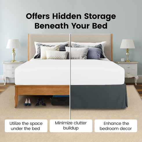 Utopia Bedding King Bed Skirt - Soft Quadruple Pleated with 16 Inch Tailored Drop - Hotel Quality, Grey