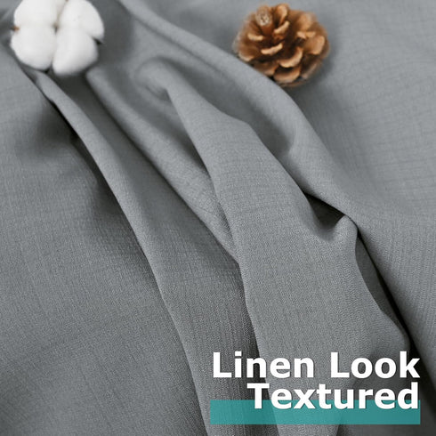 BGment Grey Linen Sheer Curtains, 54 Inch Length, 2 Panels, Grommet Light Filtering Casual Textured Privacy for Living