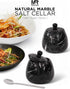 4.5 Inch Countertop Black Marble Salt Cellar Salt and Pepper Container, Salt Jar, Salt Dish, Salt Holder, Spice Jar
