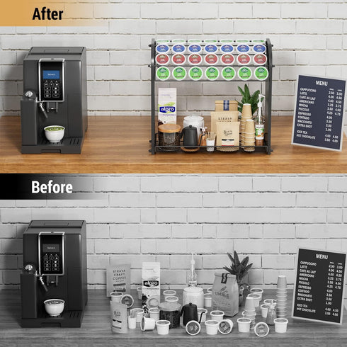 K Cup Coffee Pod Holder, Coffee Pod Organizer for Coffee Bar Accessories, Easy Assembly KCup Coffee Station for