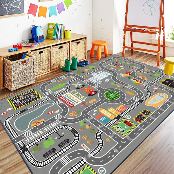 GOJAGOT Car Rug Play Mat Great for Playing with Cars and Toys, Kid