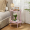 Small Modern Oval Side Table with Storage,2-Tier Side Tables Living Room,Sturdy Nightstand