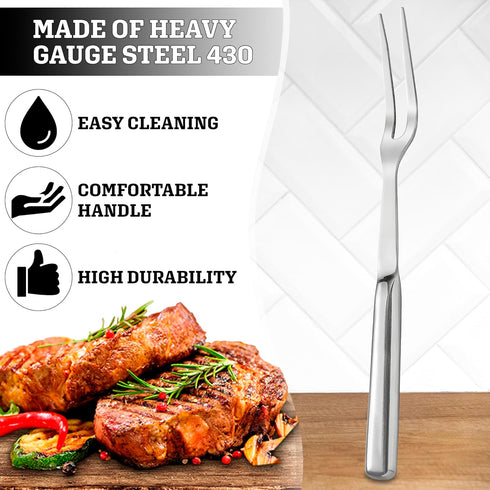 Two Pronged Fork Tine Elite, 11 Inch Kitchen Forks for Meat, Stainless Steel Carving Fork for Cooking