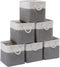 Cube Storage Bins, 11 Inch Collapsible Fabric Storage Bin with Handles, Foldable Storage Cubes (White/Gray, 6 Pack)