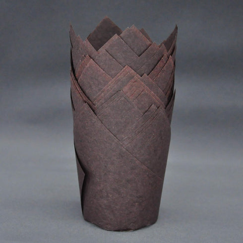 Large Greaseproof Paper Wrappers, Muffin Baking Cupcake Cups Liners, 2-1/4" x 4", Natural, Brown, White, 125 pcs Tulip