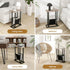 FLYJOE Narrow Side Table with PU Leather Magazine Holder Rustic Slim Little Thin Table for Living Room, Bedroom, Sofa