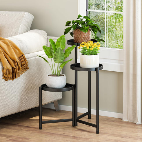 outdoor-3 9in Plant Stand indoor Tier black Tall Metal Flower Pot Holder Wide Potted Display Rack - Heavy Duty Corner