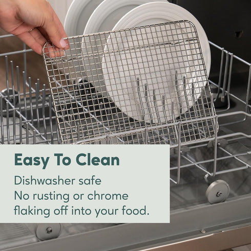 Oven-Safe, Dishwasher-Safe 100% Stainless Steel Cooling and Baking Rack Set - Heavy Duty 8.5x12-inch, Set of 2