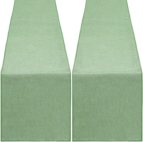 B-COOL Light Green Burlap Table Runner, 2 Packs Rustic Farmhouse Fabric 13x108inch for Party Decor