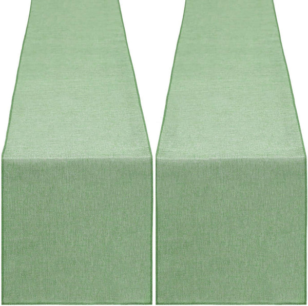B-COOL Light Green Burlap Table Runner, 2 Packs Rustic Farmhouse Fabric 13x108inch for Party Decor