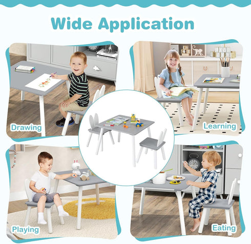 Set, 2 Set, 3 Set HONEY JOY Kids Table and Chair Children Wooden Activity Table & Chairs Solid Wood Legs, Easy