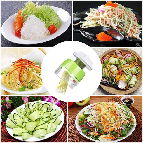 5 in 1 Handheld Spiralizer Vegetable Slicer, Green, Plastic, ABS, Stainless Steel