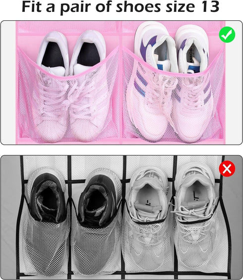 12 Closet KIMBORA Large Mesh Pockets Over the Door Shoe Organizer for Hanging Shoe Rack for Door Sneaker Hanger Boot