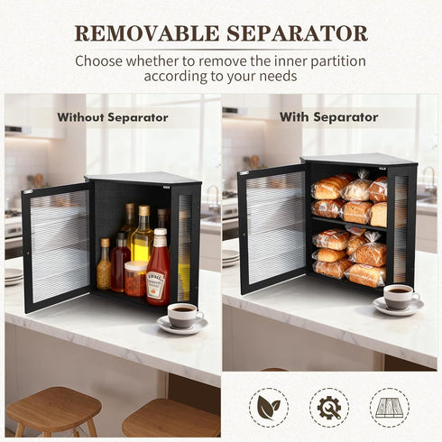 Countertops, Extra Large Corner Bread Box - Bamboo Bread Box for Kitchen Large Capacity Kitchen Bread Storage