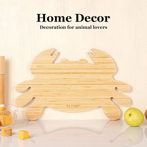 TJ POP Crab Shape Charcuterie Board, Small Cutting Board for Kitchen, Personalized Bamboo Cutting Board, 15.74" x 9.84"