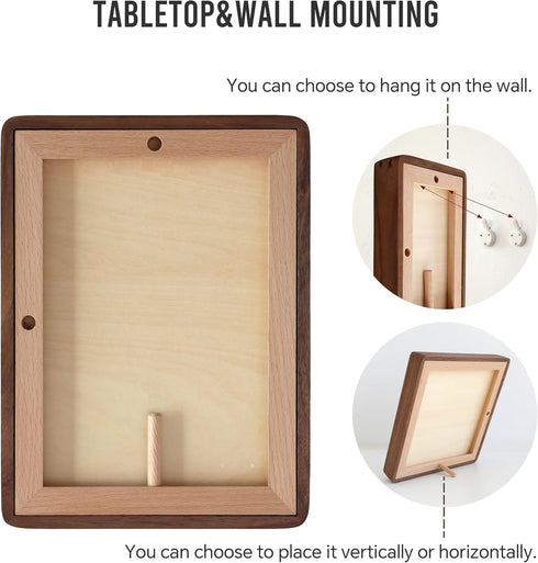 5x7 6x8 Picture with Mat or Without Mat,Natural Picture Frame,by Plexiglass,Walnut Wood Photo Frame, Wall or Tabletop