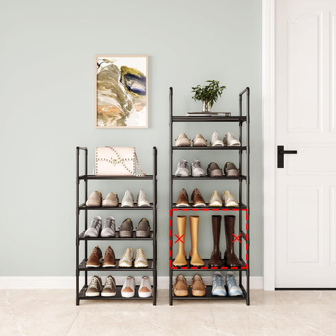 Hockmez 5-Tier Closet Room(Black-5Tier) Small Shoe Rack,Stackable Shoe Shelf Storage Organizer for Entryway Hallway