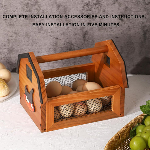 ZSHLXM Countertop. Egg Basket for Gathering Fresh Eggs, Farmhouse Egg Collecting Basket, Wood Chicken Egg Basket Brown
