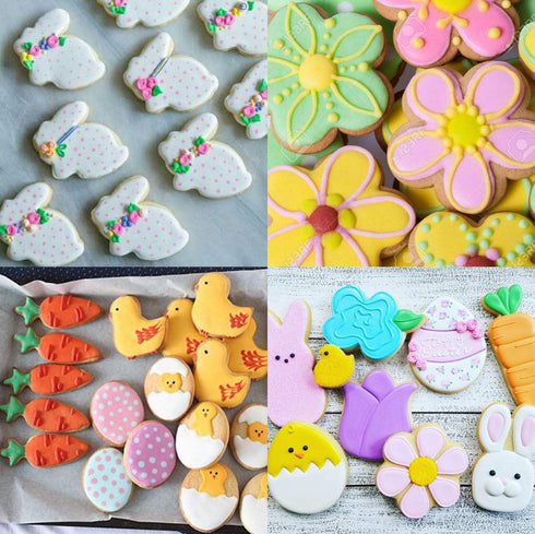 Easter Cookie Cutter Set, 7 Piece - Egg, Carrot, Bunny, Flower, Chick, Bunny Face, and Butterfly