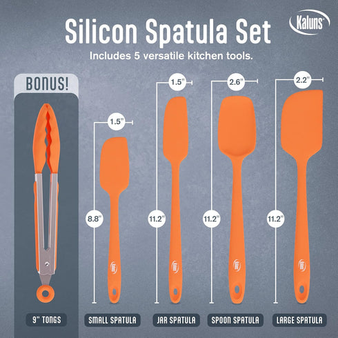 Kaluns Silicone Spatula Set, 4 Rubber Spatulas 600°F Heat Resistant, Nonstick Seamless Design with Stainless Steel