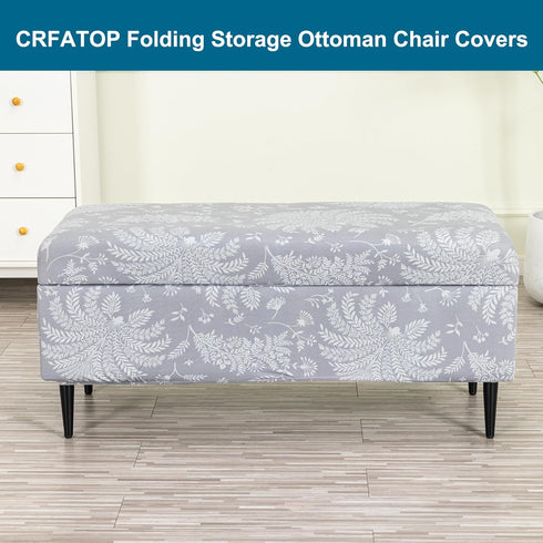 Bands,M,03 CRFATOP Printed Rectangle Ottoman Stool Cover Stretch Folding Storage Footstool Bench Slipcovers Upholstered
