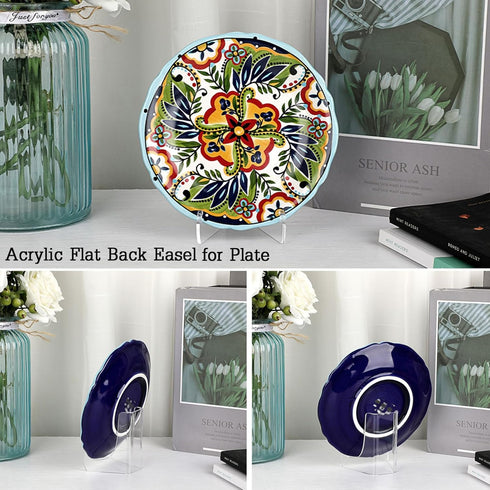 Hipiwe 6 Packs Acrylic Plate Stand, Clear Display Easel for Plate, Table Card Holder for Wedding, Home Decoration