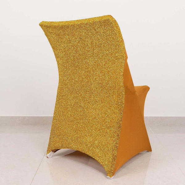 Efavormart 1 Set Gold Spandex Stretch Folding Chair Covers for Party Dining