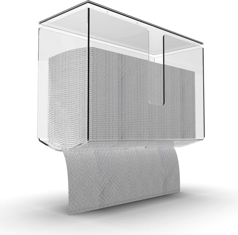 Cq acrylic Wall Mount Paper Towel Dispenser with Lid,Clear Folded Paper Towel