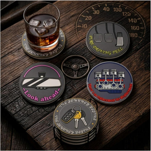 EPWQLC Car Guy Ceramic Coasters Set of 4 with Holder Absorbent Drink Coasters