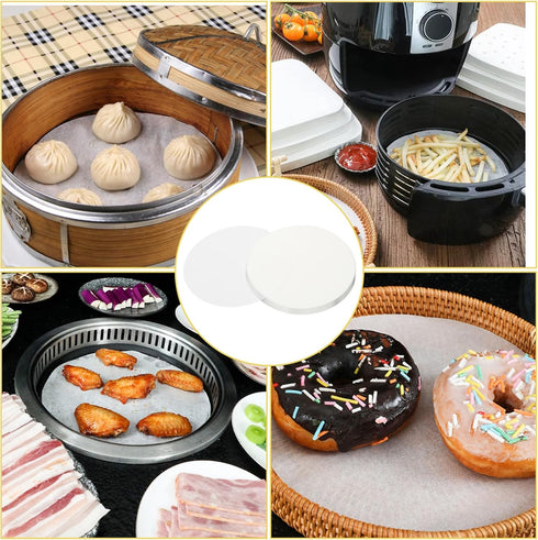 100 Sheets Disposable Round Parchment Paper, 8 Inch/6 Inch Precut Non-Stick Baking Sheets for Cake, Pizza, Cookies