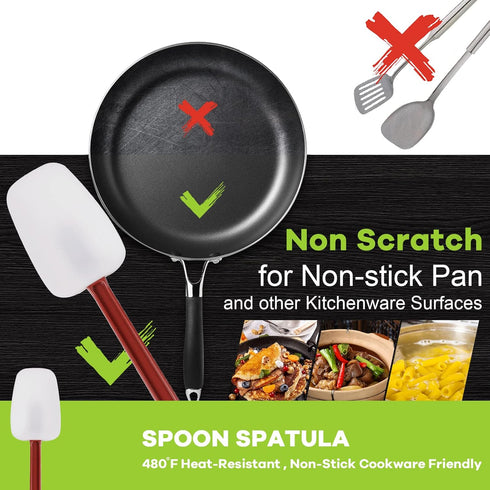 Silicone Rubber Spoonulas Pack of 3 (9.5/14/16-Inch), Commercial Silicone Spoonulas, Resistant to 500?, Dishwasher Safe