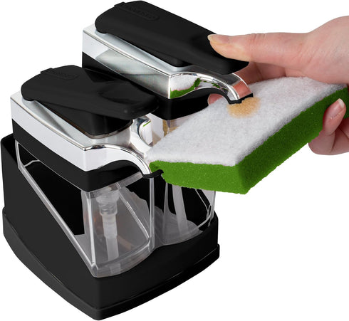 Set Casabella Duo Soap Dispenser with Sponge Holder - Black & Chrome
