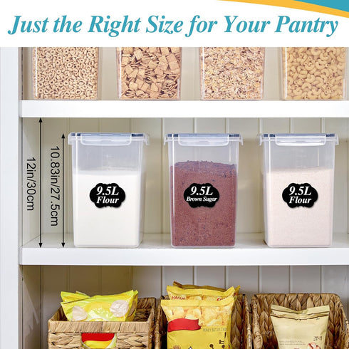 9.5L 2 Pack 25lbs Vtopmart Extra Large Flour Sugar Storage Containers for flour, Airtight Kitchen Pantry Organization